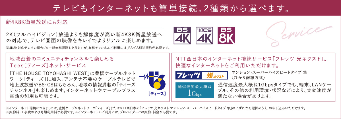 テレビもインターネットも簡単接続。2種類から選べます。